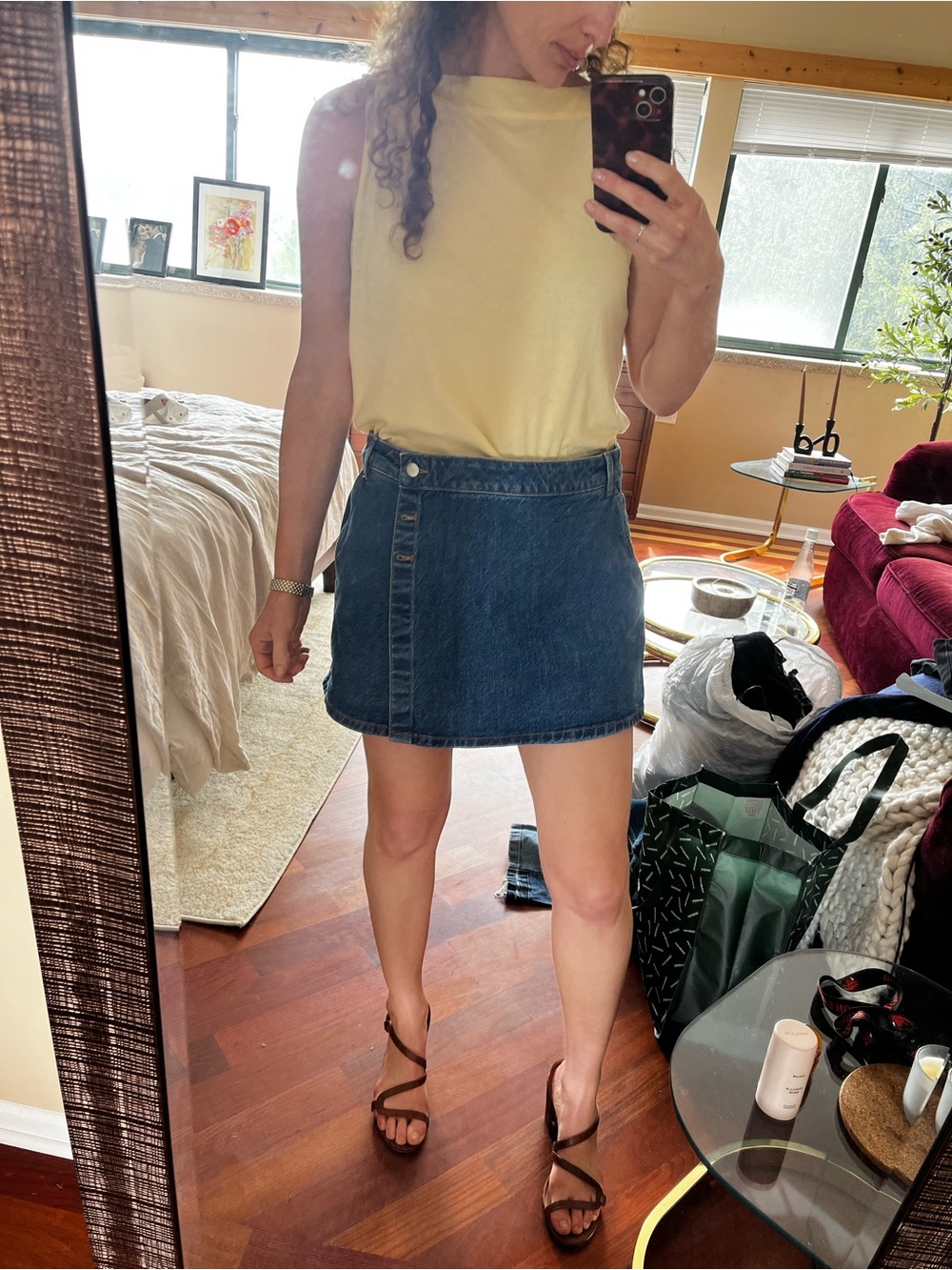 LOFT Denim Mini Skirt in Blue